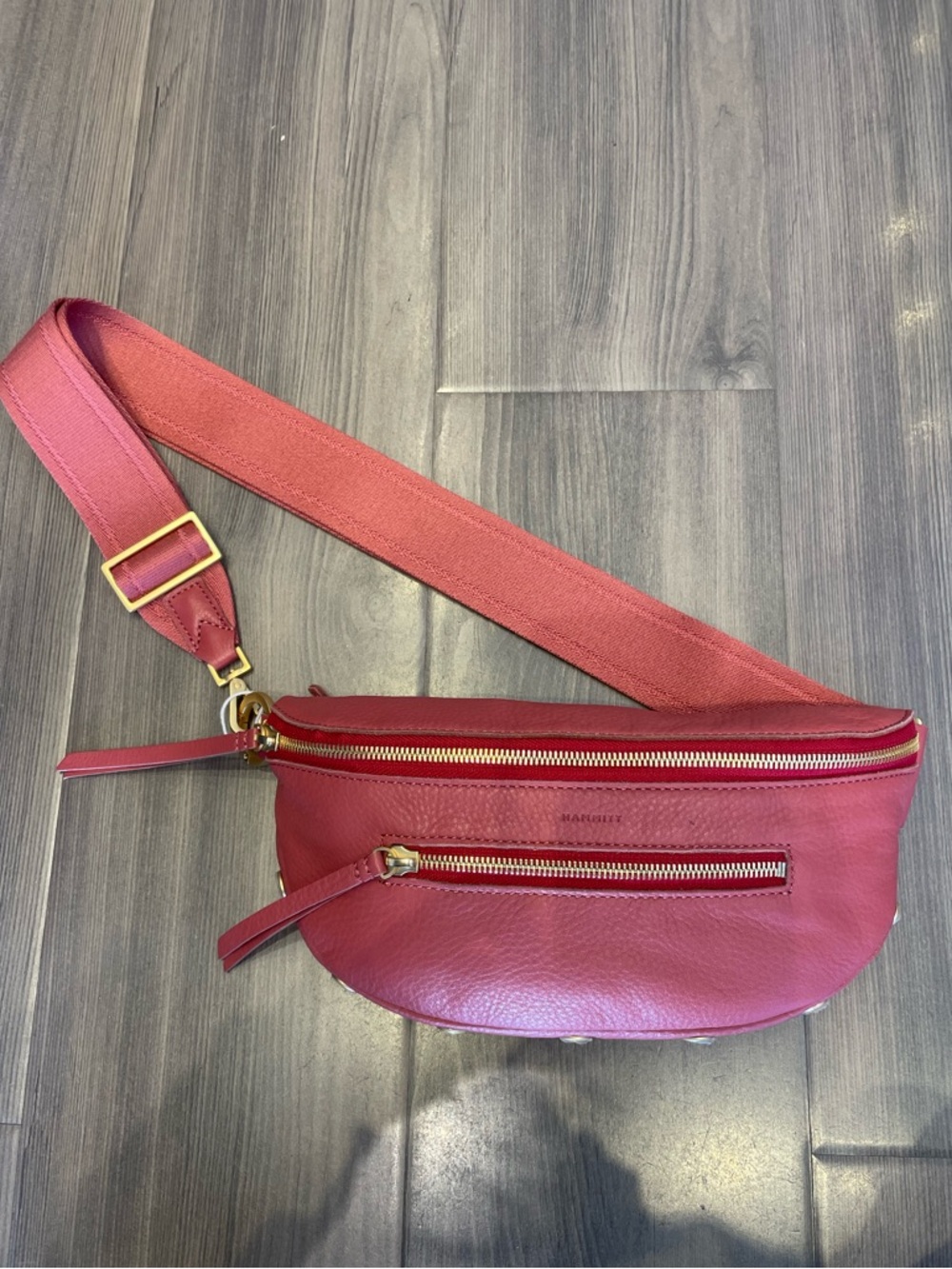 NWT $295 Hammitt Los Angeles  Charles rouge pink w Red zipper Belt Bag Gold